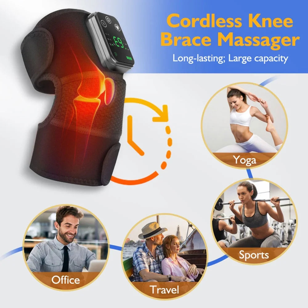 Heated Knee Massager Rechargeable Heated Knee Brace, Leg Shoulder Pain Relief for Women Men