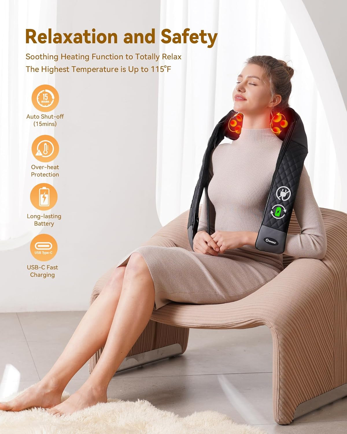 Shiatsu Cordless Neck and Back Massager with Heat, Rechargeable Neck and Shoulder Massager, 4D Deep Tissue Kneading Massage for Leg, Full Body Muscle Pain Relief, 2026 Upgraded Ergonomic Design