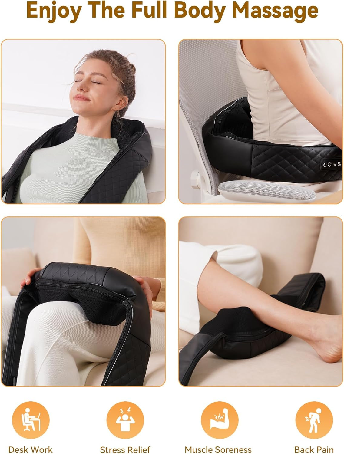 Shiatsu Cordless Neck and Back Massager with Heat, Rechargeable Neck and Shoulder Massager, 4D Deep Tissue Kneading Massage for Leg, Full Body Muscle Pain Relief, 2026 Upgraded Ergonomic Design