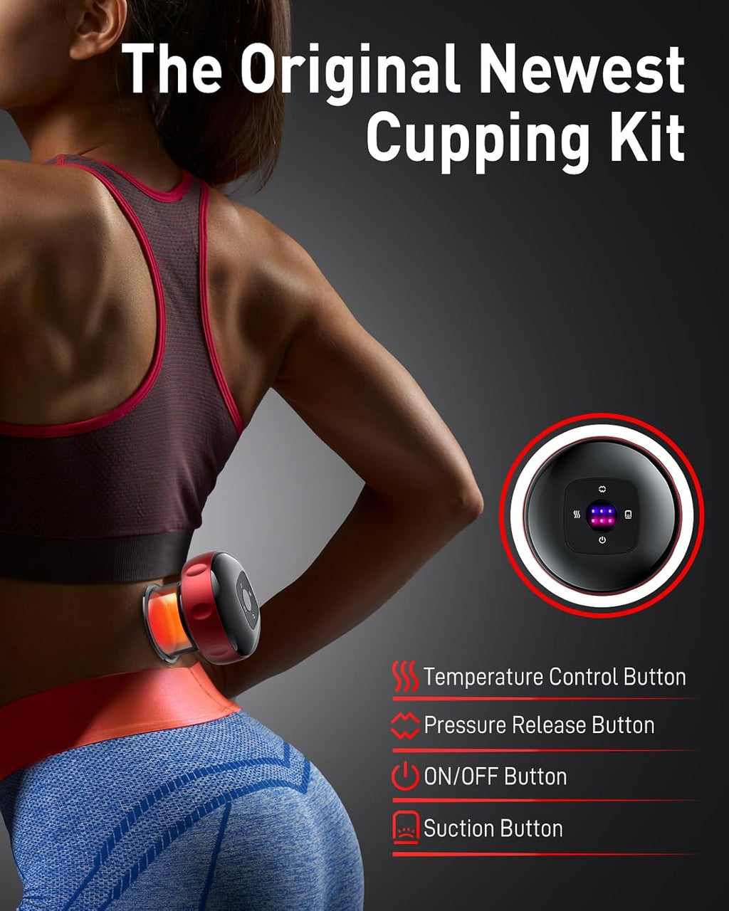 6 in 1 Cupping Set, Smart Cupping Therapy Massager, 12 Levels Smart Dynamic Cupping Kit with 2 Modes for Pain Relief, Muscle Soreness and Circulation - 2 Pack(Red)