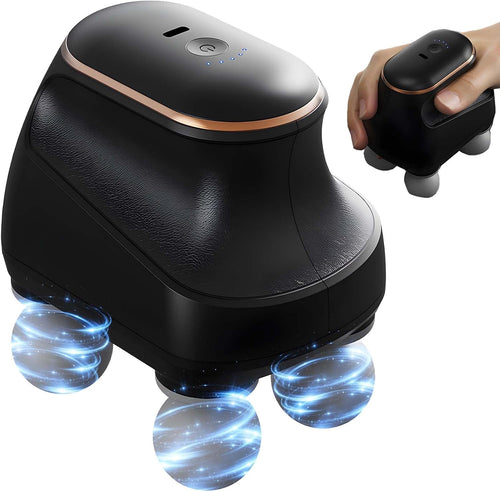 2025 Advanced 4-Head Deep Tissue Electric Percussion Massager for Muscle Relaxation - 5 Adjustable Intensity Levels, Rechargeable Vibration Massage Device for Neck, Back, Shoulder, and Leg (Black)