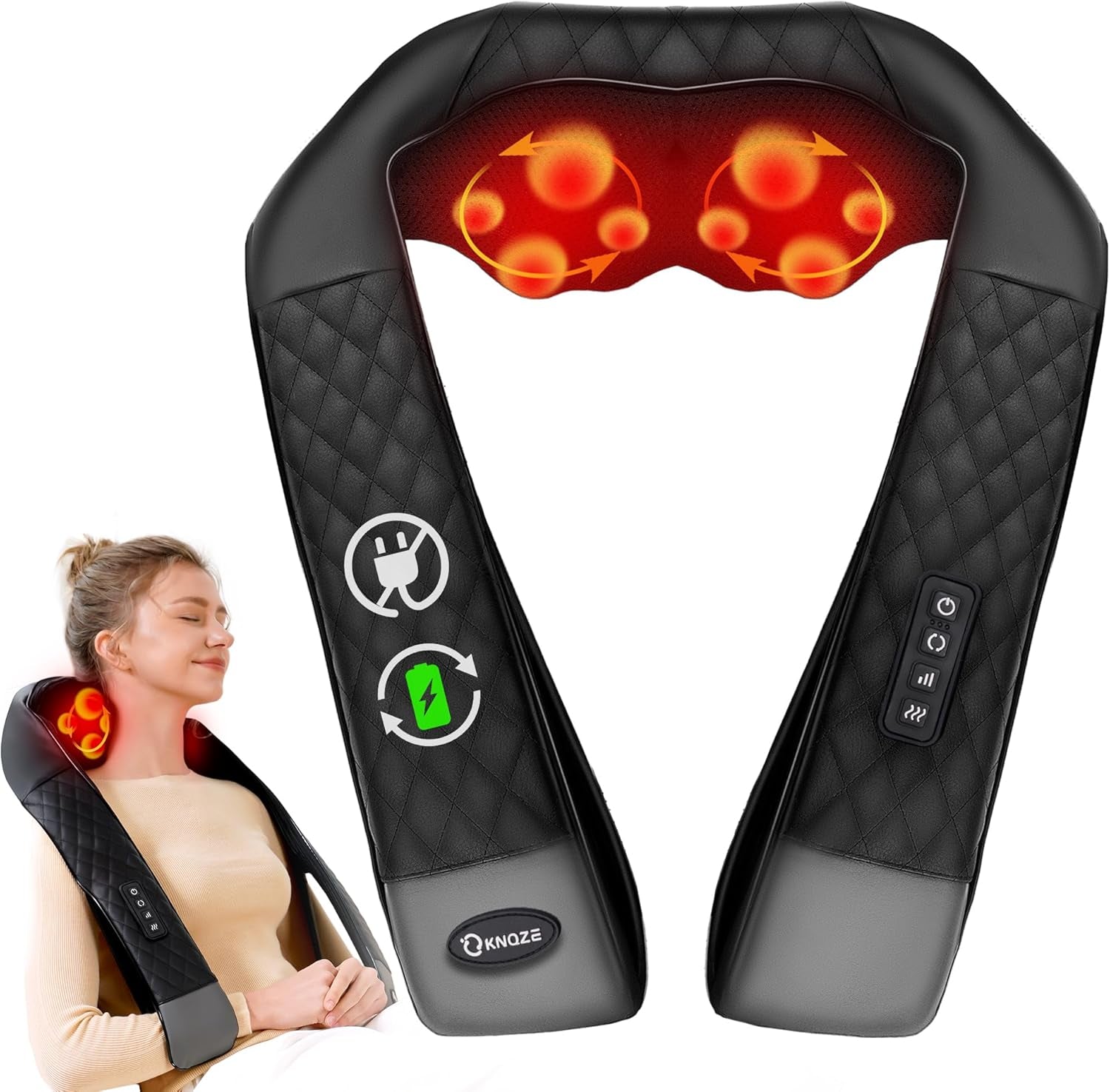 Shiatsu Cordless Neck and Back Massager with Heat, Rechargeable Neck and Shoulder Massager, 4D Deep Tissue Kneading Massage for Leg, Full Body Muscle Pain Relief, 2026 Upgraded Ergonomic Design
