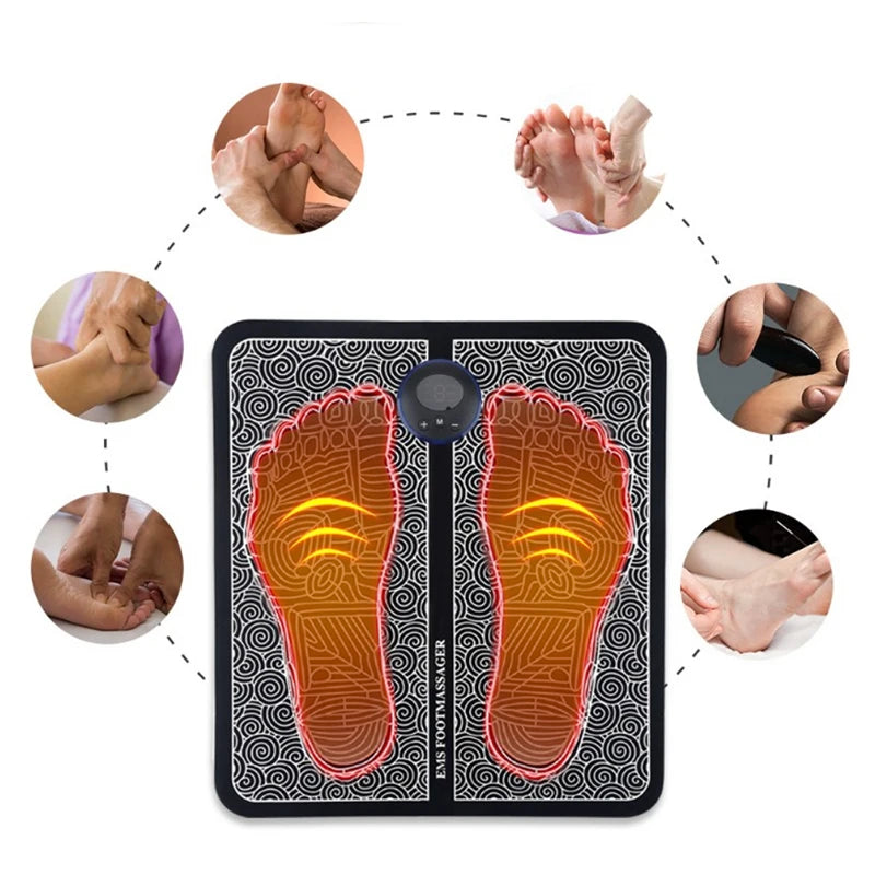 Electric EMS Foot Massager with Gel Pad Portable EMS Muscle Stimulation Massage Mat Improve Blood Circulation Relief Pain Relax