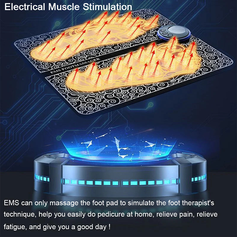 Electric EMS Foot Massager with Gel Pad Portable EMS Muscle Stimulation Massage Mat Improve Blood Circulation Relief Pain Relax
