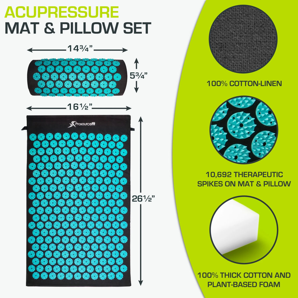 Acupressure Mat and Pillow Set for Back/Neck Pain Relief and Muscle Relaxation