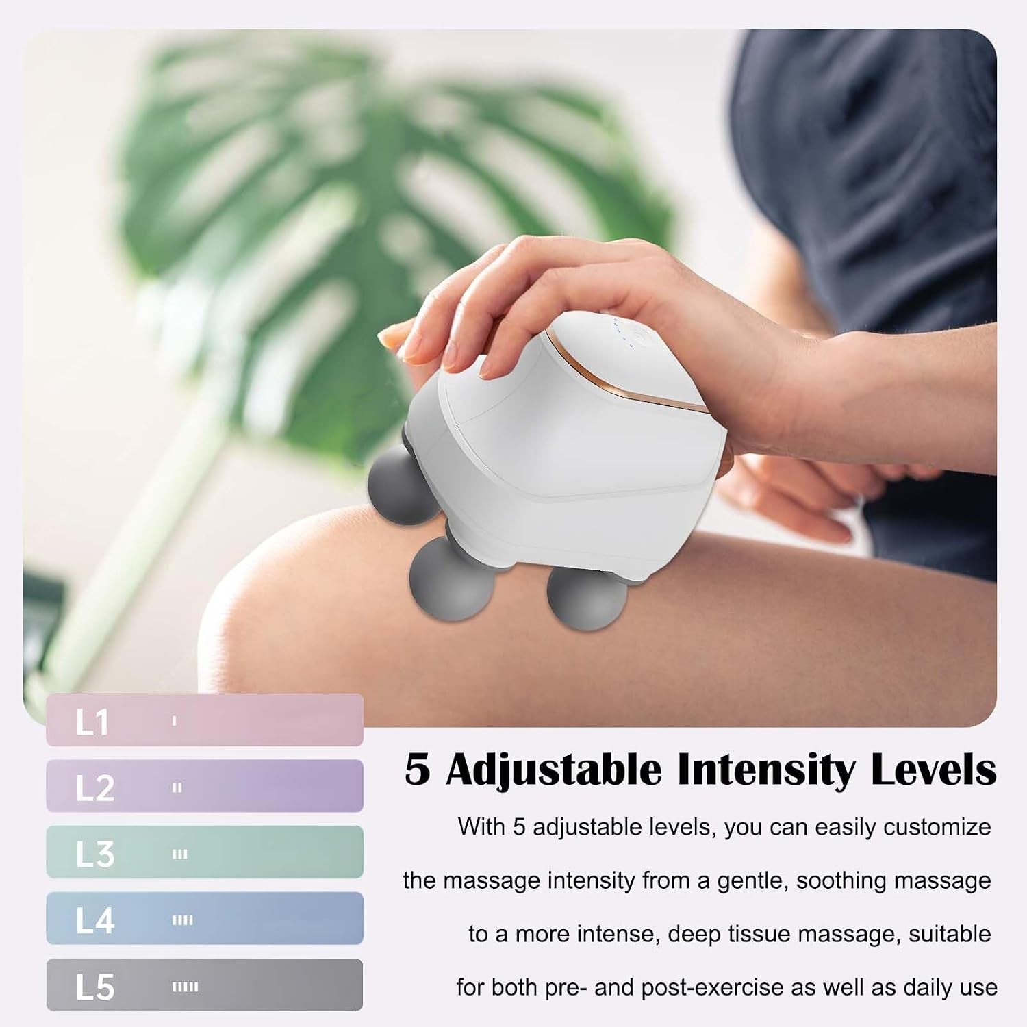 2025 Advanced 4-Head Deep Tissue Electric Percussion Massager for Muscle Relaxation - 5 Adjustable Intensity Levels, Rechargeable Vibration Massage Device for Neck, Back, Shoulder, and Leg (Black)