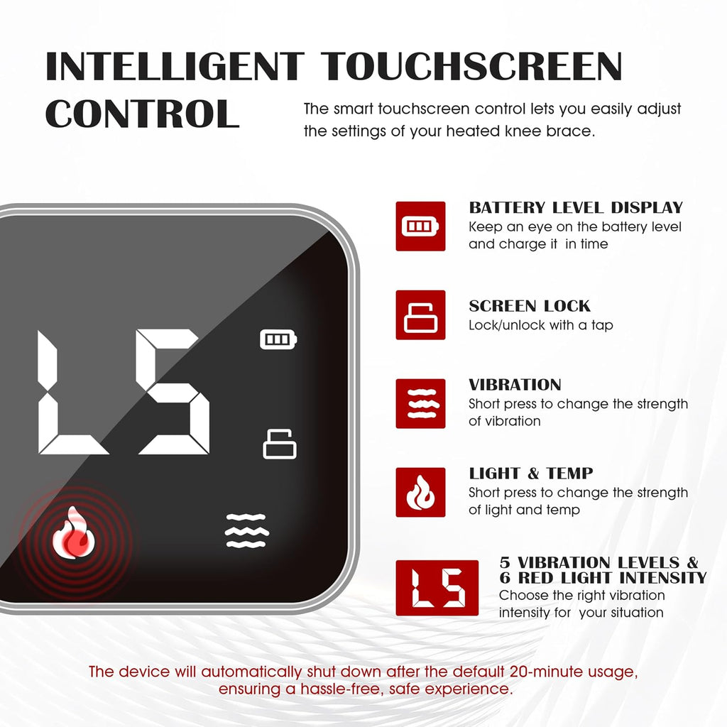 Wireless Red Light Brace Knee Brace with Vibration Massage - 660Nm & 850Nm , Fast Recovery, Rechargeable Device
