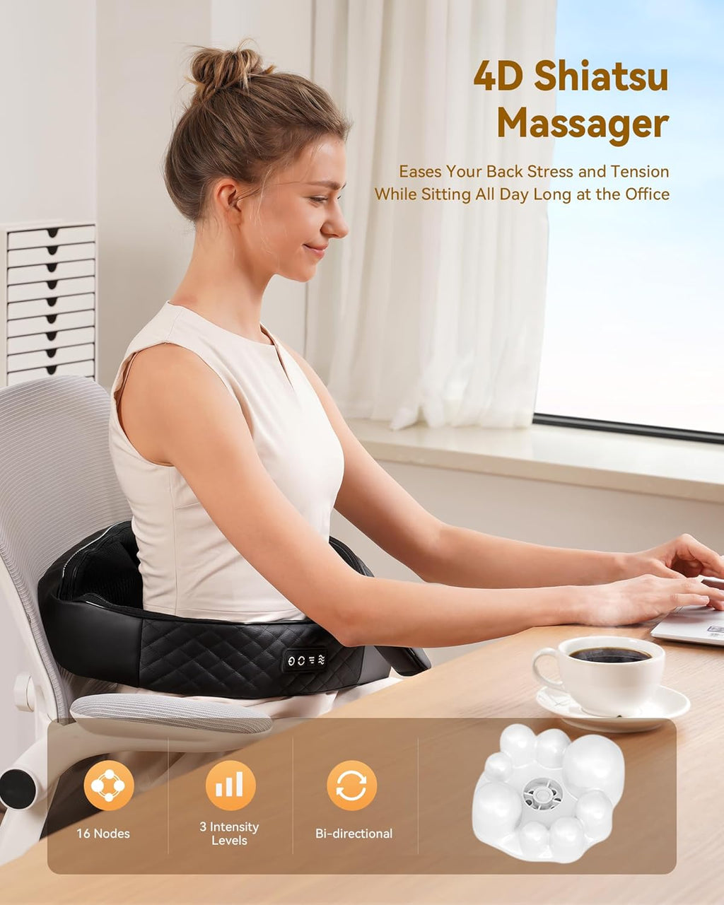 Shiatsu Cordless Neck and Back Massager with Heat, Rechargeable Neck and Shoulder Massager, 4D Deep Tissue Kneading Massage for Leg, Full Body Muscle Pain Relief, 2026 Upgraded Ergonomic Design