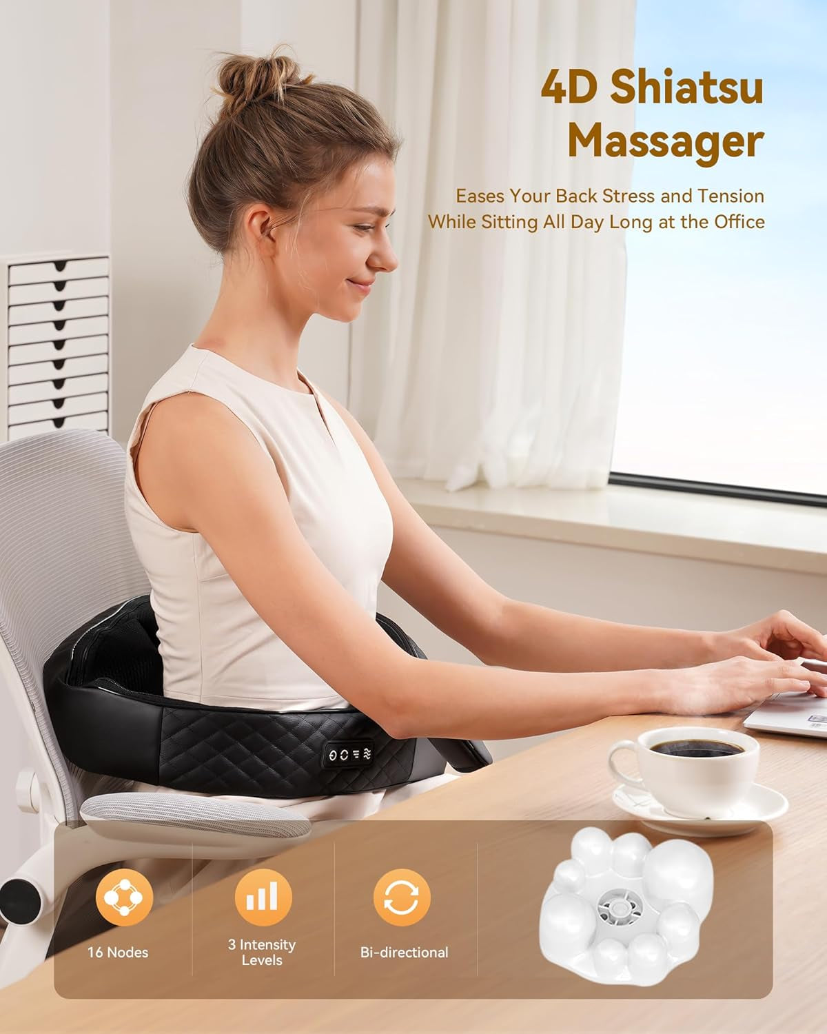Shiatsu Cordless Neck and Back Massager with Heat, Rechargeable Neck and Shoulder Massager, 4D Deep Tissue Kneading Massage for Leg, Full Body Muscle Pain Relief, 2026 Upgraded Ergonomic Design