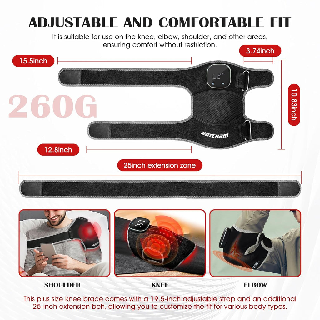 Wireless Red Light Brace Knee Brace with Vibration Massage - 660Nm & 850Nm , Fast Recovery, Rechargeable Device