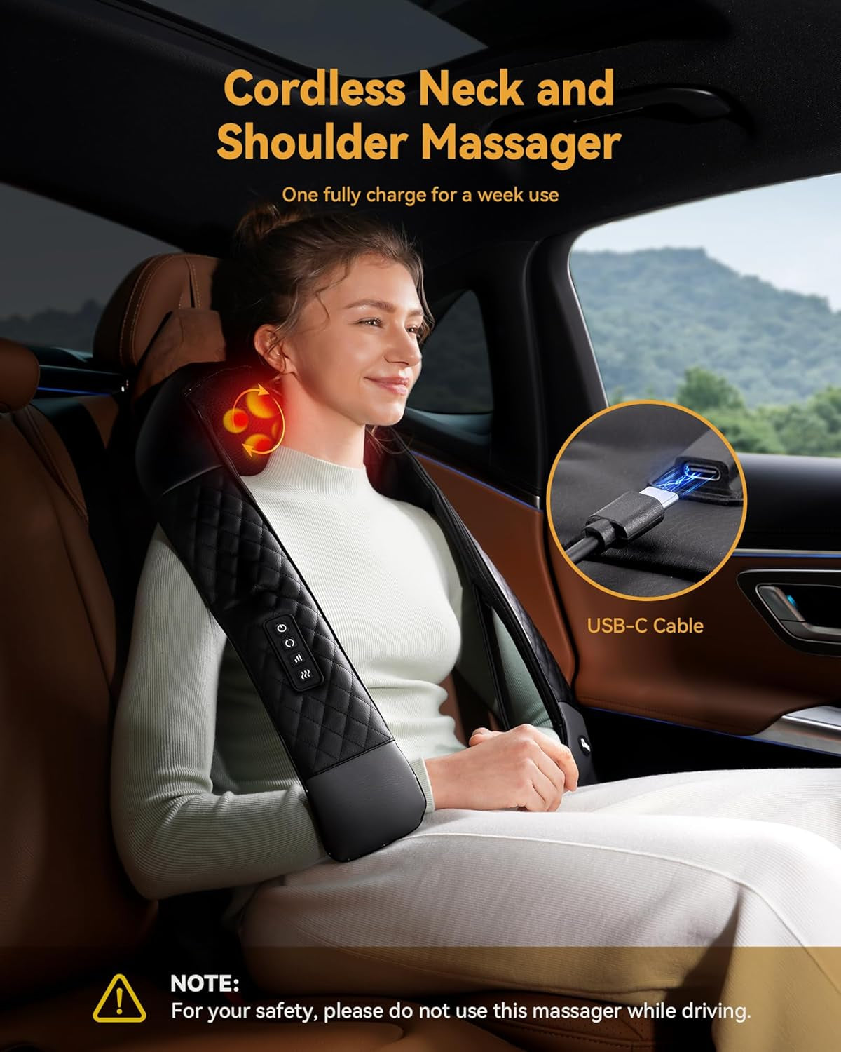 Shiatsu Cordless Neck and Back Massager with Heat, Rechargeable Neck and Shoulder Massager, 4D Deep Tissue Kneading Massage for Leg, Full Body Muscle Pain Relief, 2026 Upgraded Ergonomic Design